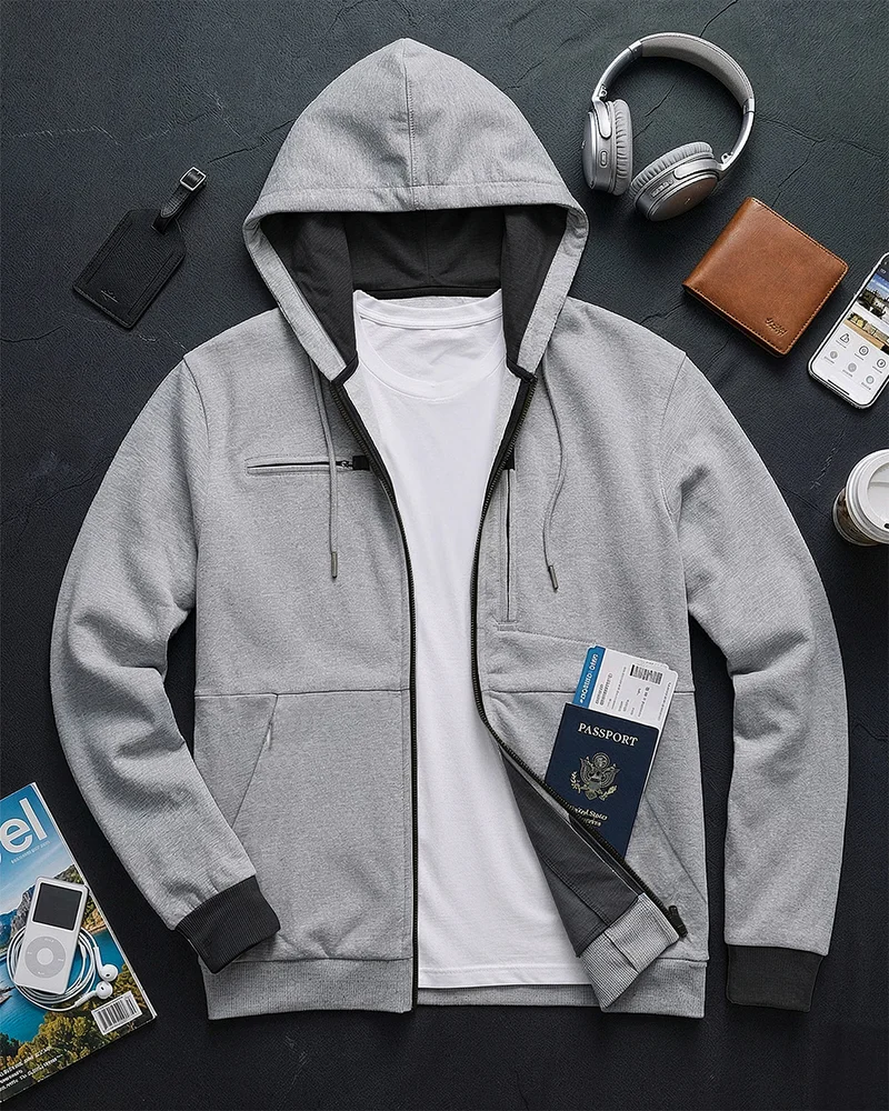 bewakoof Men's Grey Melange Airport Hoodie